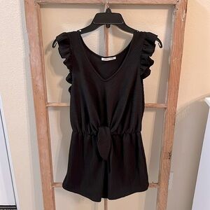 Caution to the Wind Black Romper